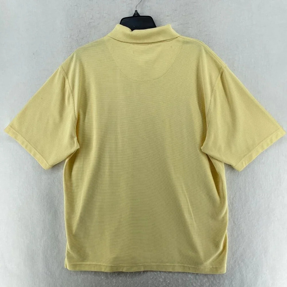 Cubavera Polo Shirt Mens Sz XL Yellow Striped Ribbed Collared Regular Side Slit - Picture 2 of 10